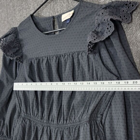 Universal Thread Dress Womens Large Black Eyelet Flared 3/4 Sleeve Knee Length - Picture 5 of 12